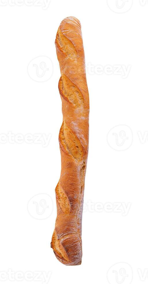 White french baguette bread isolated on white background photo