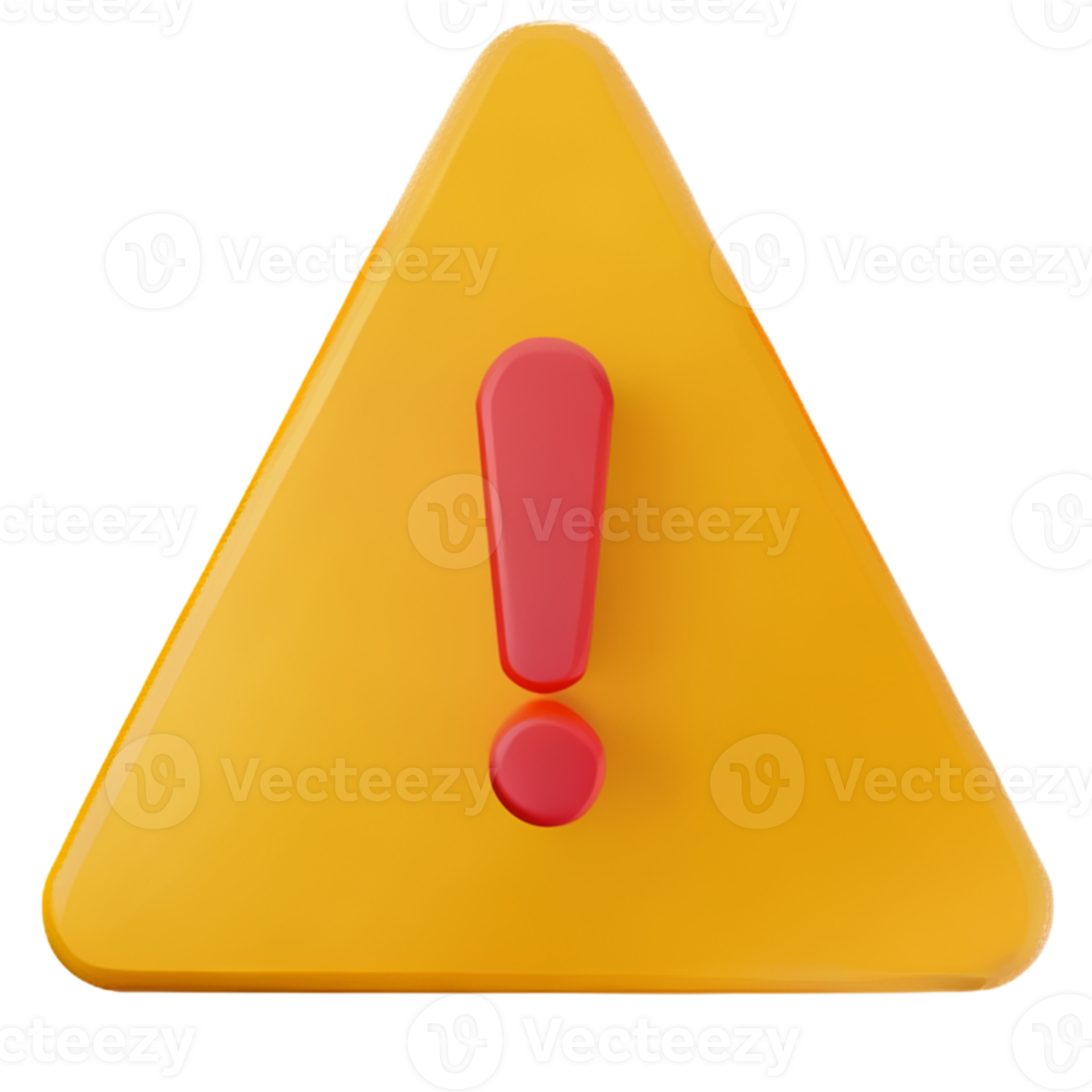 3D exclamation mark in triangle icon realistic yellow triangle warning