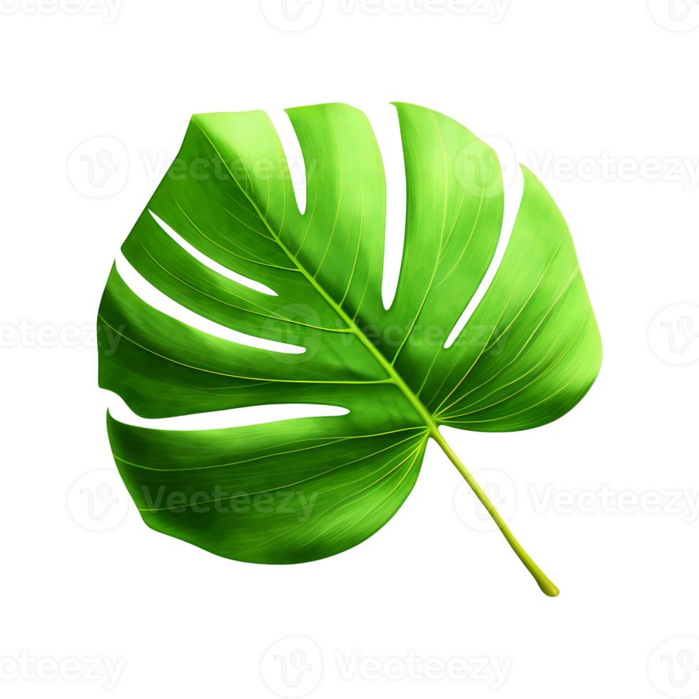 Green leaf of palm tree on transparent background Generative AI png