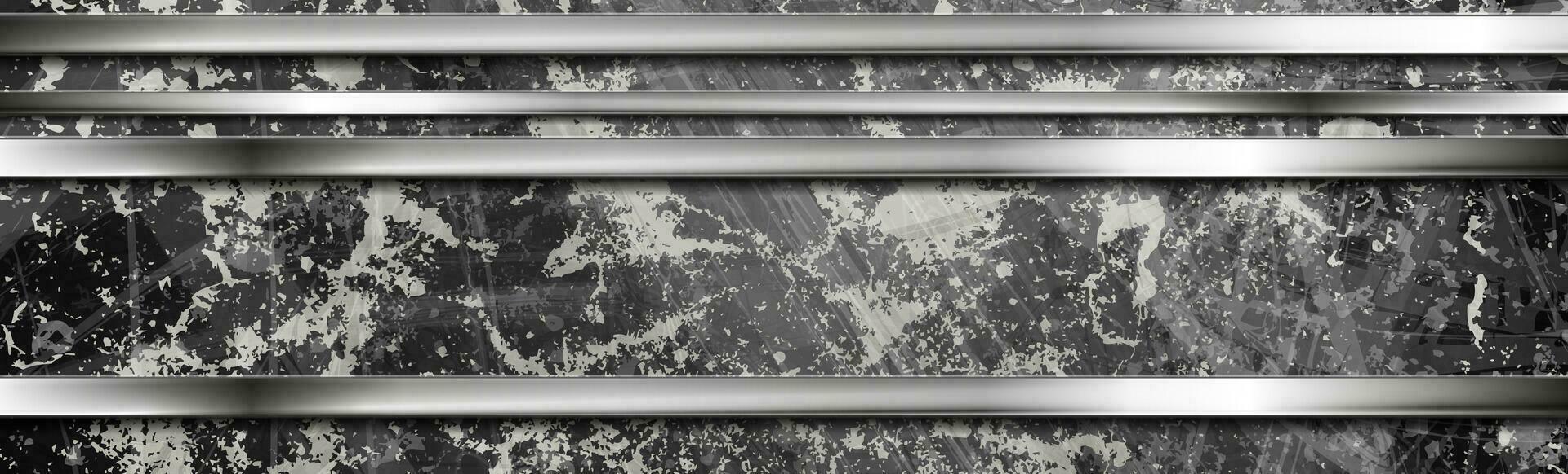 Hi-tech grunge background with silver metallic stripes vector