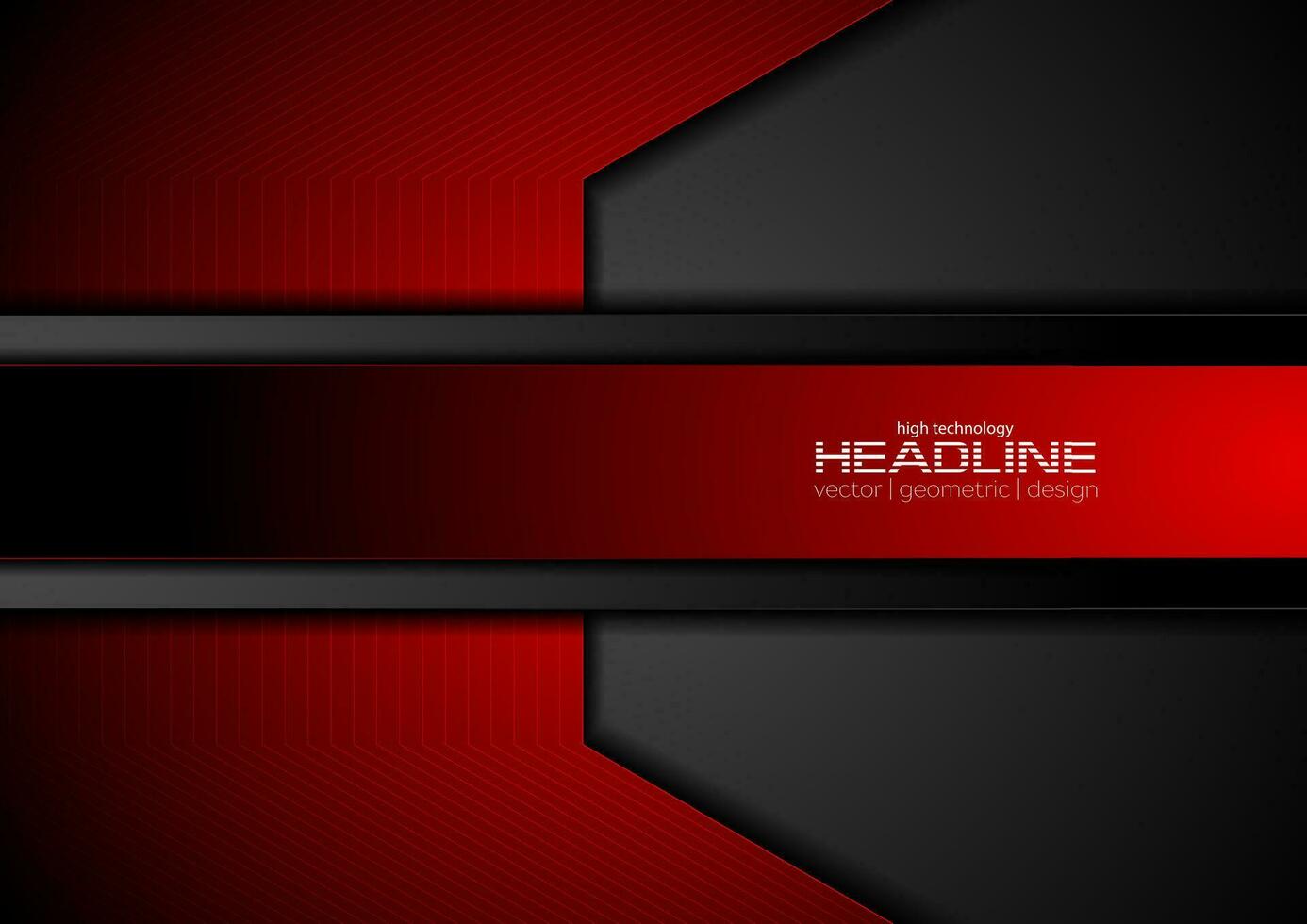 Red and black geometric abstract technology background vector