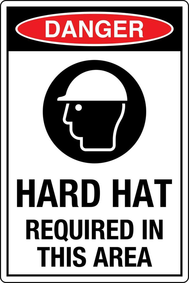 OSHA standards symbols registered workplace safety sign danger caution warning HARD HAT REQUIRED IN THIS AREA vector