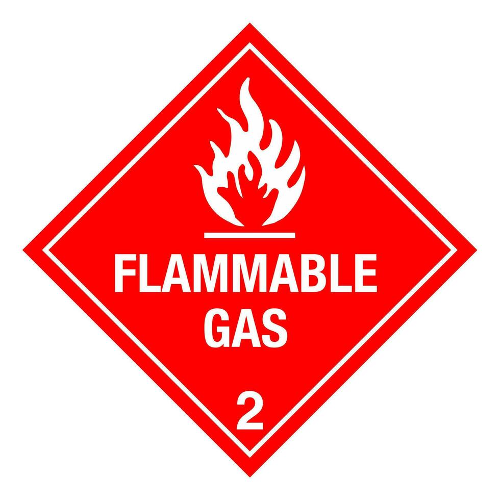 Class 2 Hazardous HAZMAT Material Label IATA Transportation Flammable Gas vector