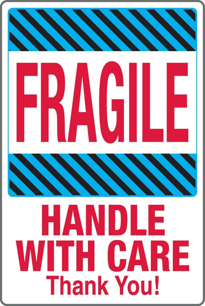 International Shipping Pictorial Labels Fragile Handle With Care Thank You vector