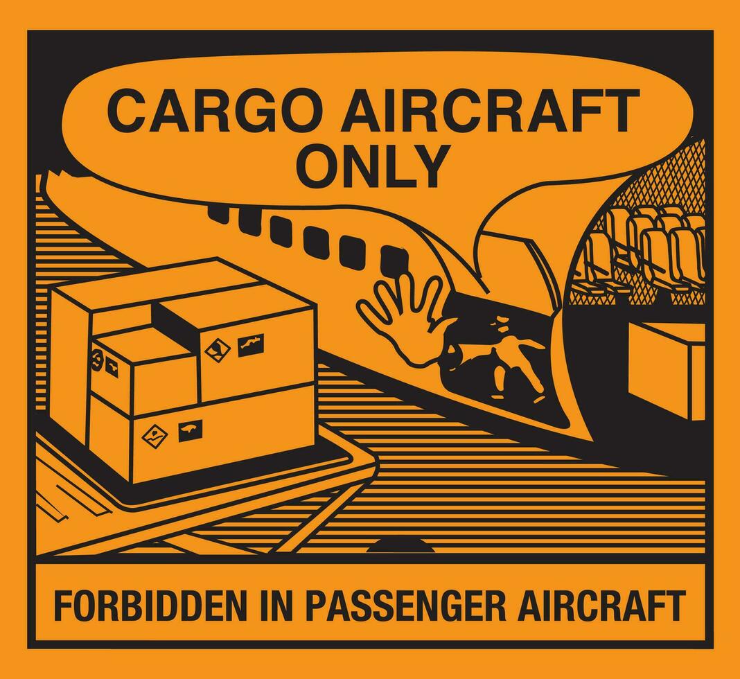 Class 9 Hazardous HAZMAT Material Label IATA Transportation Handling Labels Cargo Aircraft Only vector