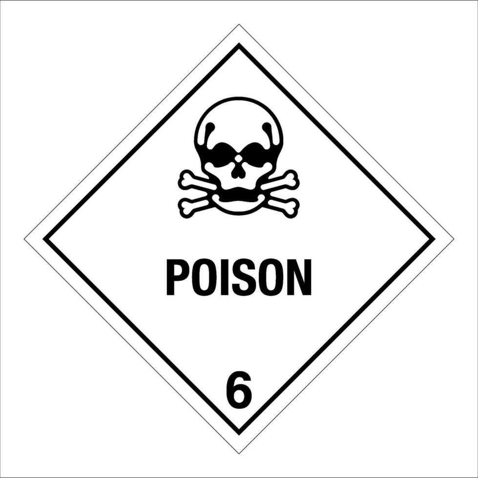 Class 6 Hazardous HAZMAT Material Label IATA Transportation Poison vector