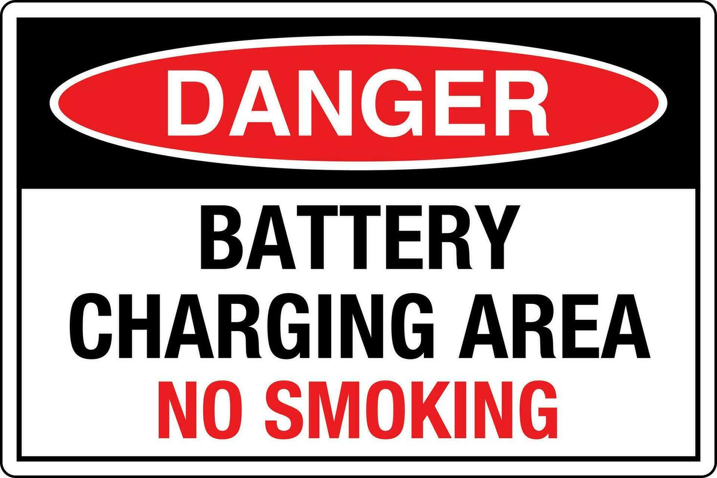 OSHA standards symbols registered workplace safety sign danger caution warning BATTERY CHARGING AREA NO SMOKING vector