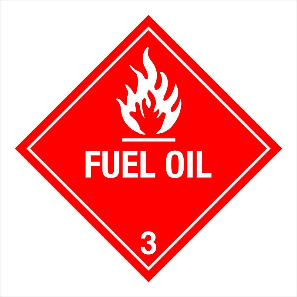 Class 3 Hazardous HAZMAT Material Label IATA Transportation Fuel Oil vector