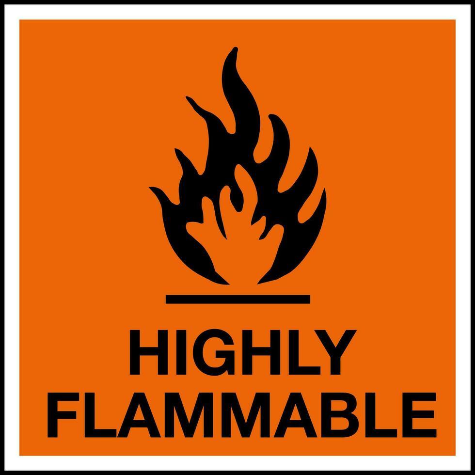 Hazardous Substances Identification Storage Area Marking Label Warning Symbol Highly Flammable vector