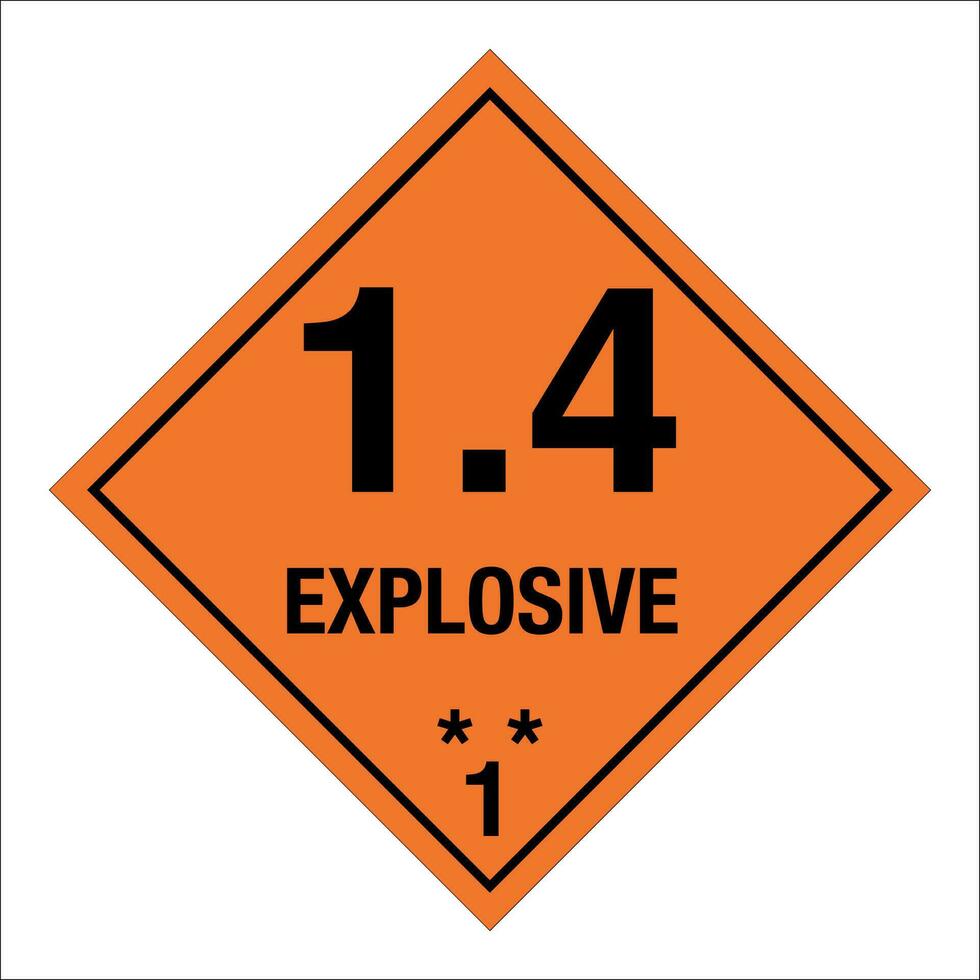 Class 1 Hazardous HAZMAT Material Label IATA Transportation Explosive 1.4 vector