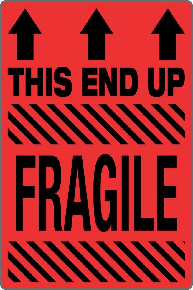 International Shipping Pictorial Labels Fragile This End Up Dark Orange vector