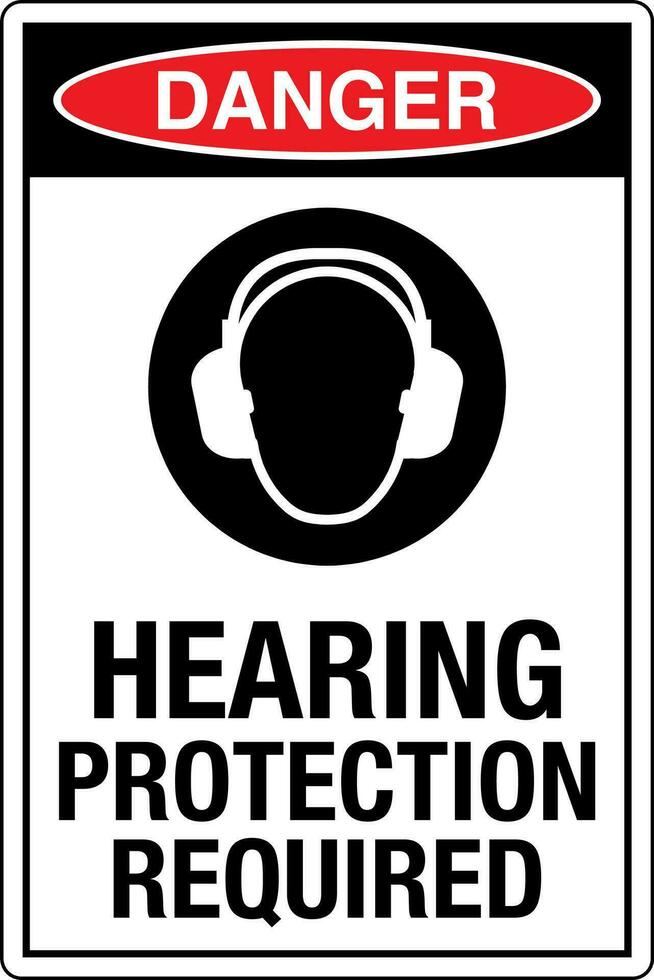 OSHA standards symbols registered workplace safety sign danger caution warning HEARING PROTECTION REQUIRED vector