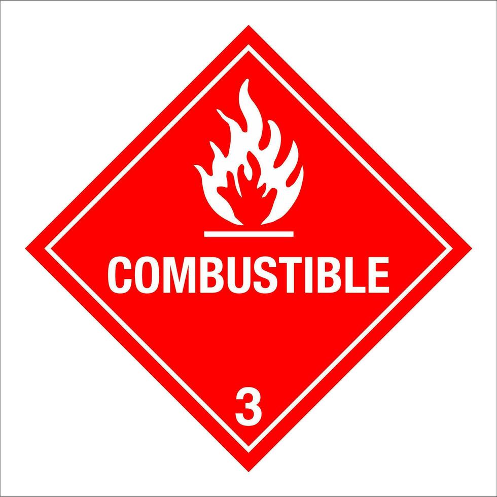 Class 3 Hazardous HAZMAT Material Label IATA Transportation Combustible vector