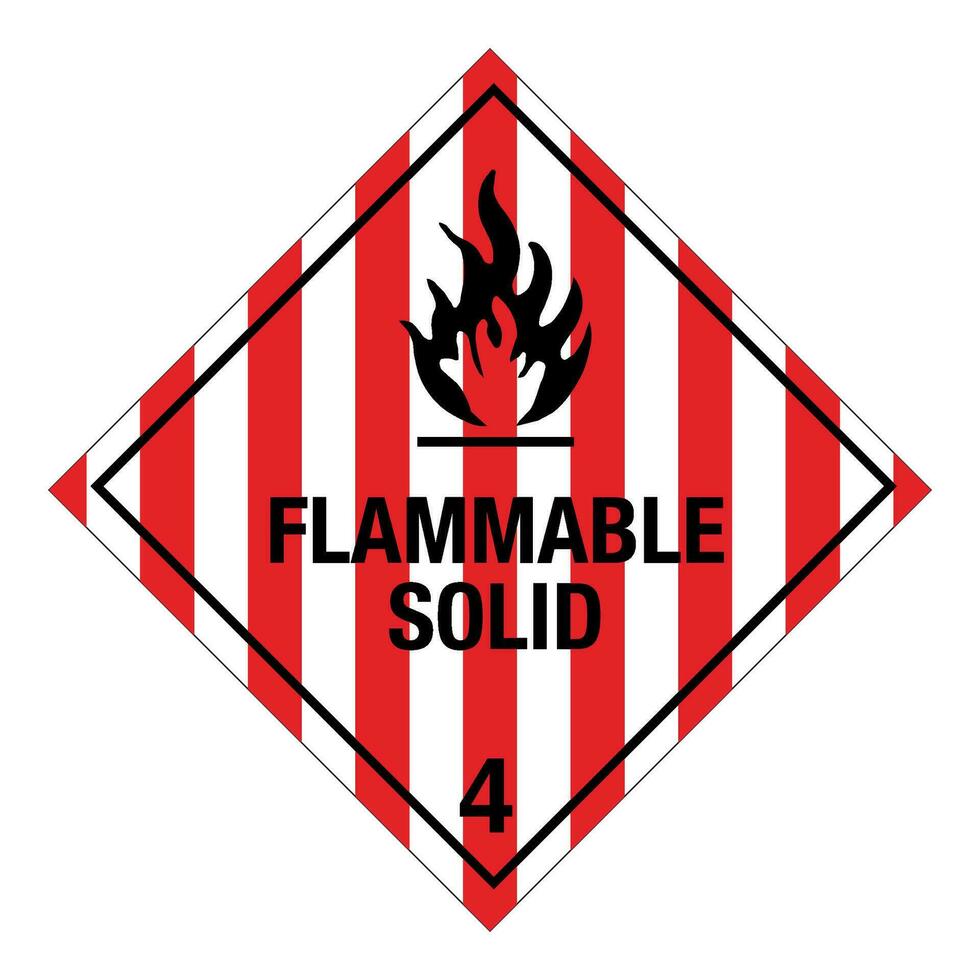 Class 4 Hazardous HAZMAT Material Label IATA Flammable Solid vector