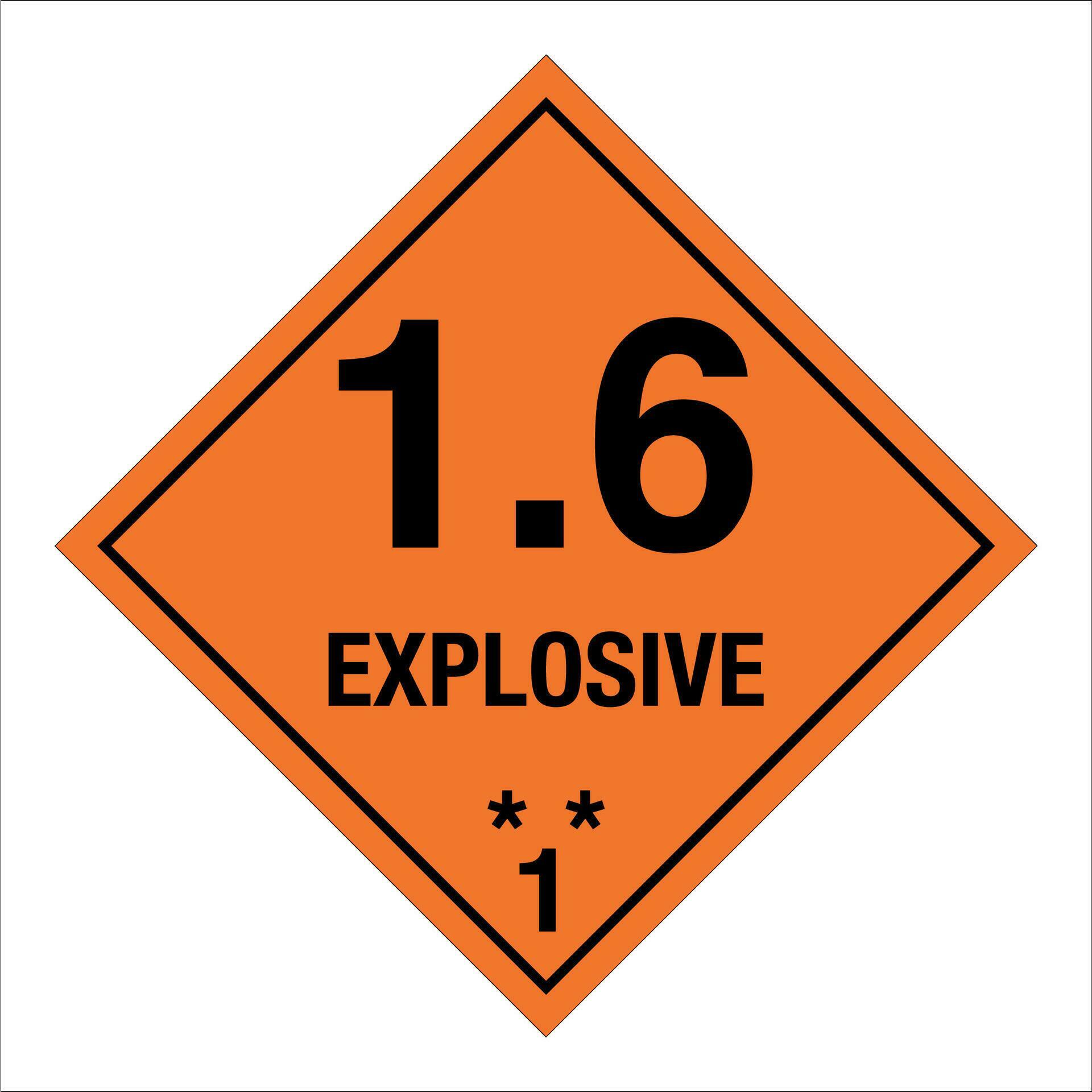 Class 1 Hazardous HAZMAT Material Label IATA Transportation Explosive 1
