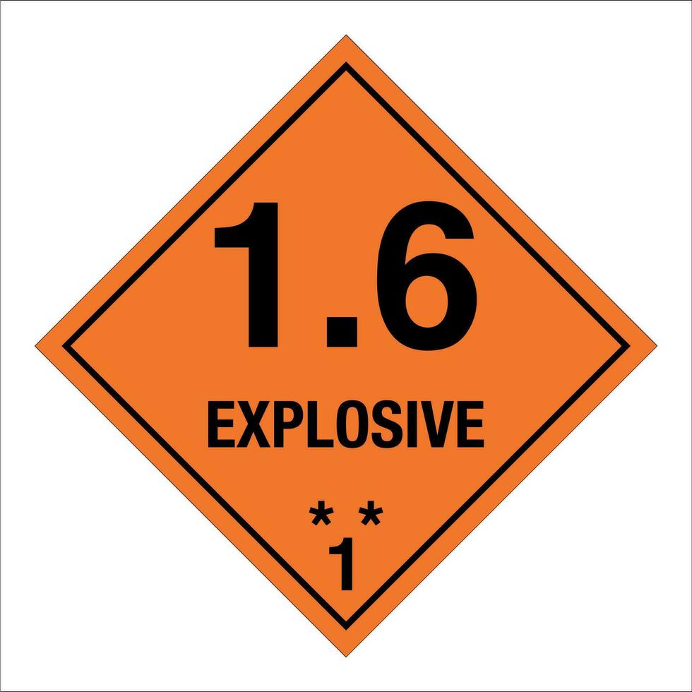 Class 1 Hazardous HAZMAT Material Label IATA Transportation Explosive 1.6 vector