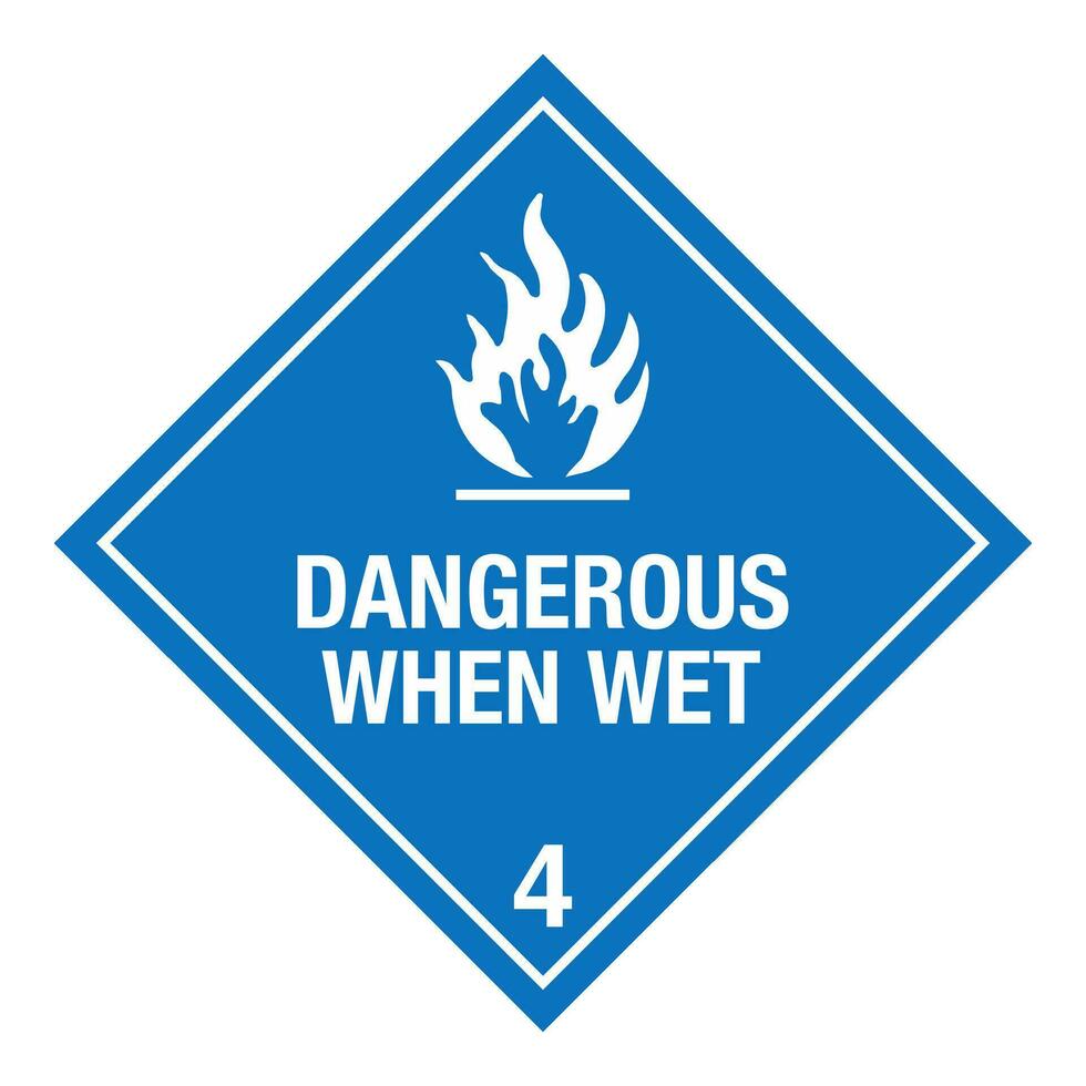 Class 4 Hazardous HAZMAT Material Label IATA Transportation Class 4 Substances which in Contact with Water emit Flammable Gases Division 4.3 vector