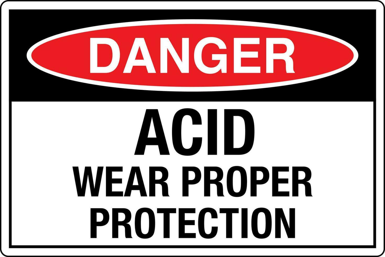 OSHA standards symbols registered workplace safety sign danger caution warning ACID WEAR PROPER PROTECTION vector