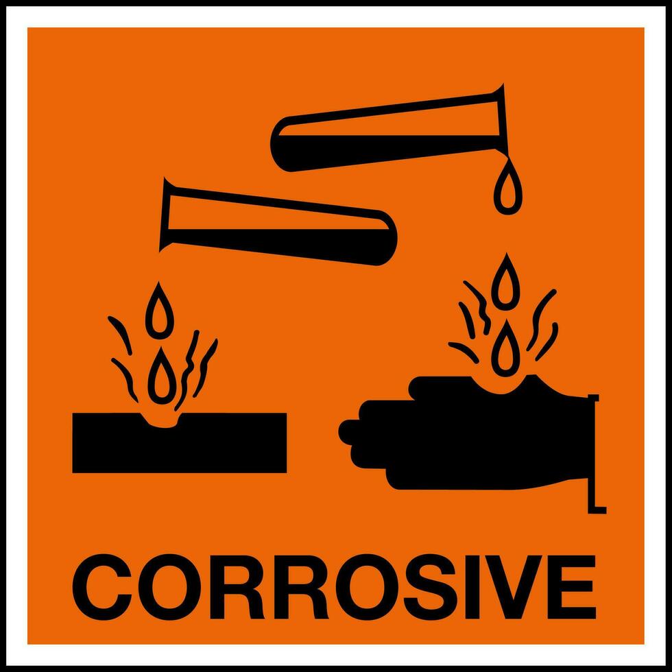Hazardous Substances Identification Storage Area Marking Label Warning Symbol Corrosive vector