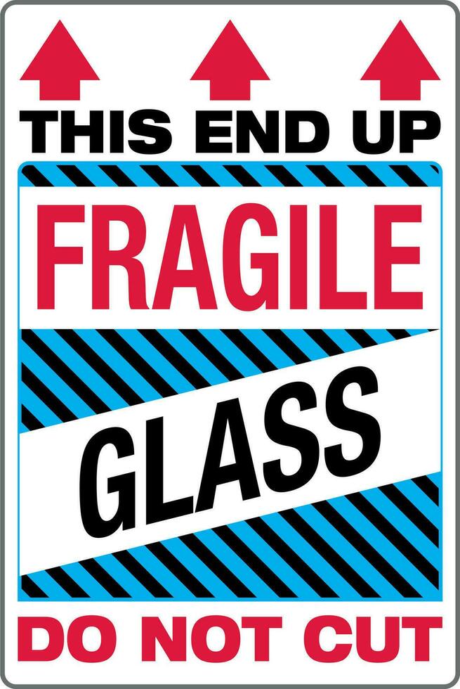 International Shipping Pictorial Labels Fragile Glass This End Up Do Not Cut vector