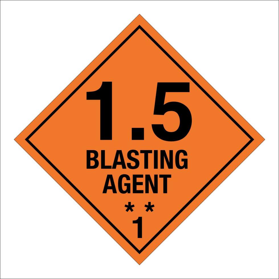 Class 1 Hazardous HAZMAT Material Label IATA Transportation Blasting Agent 1.5 vector