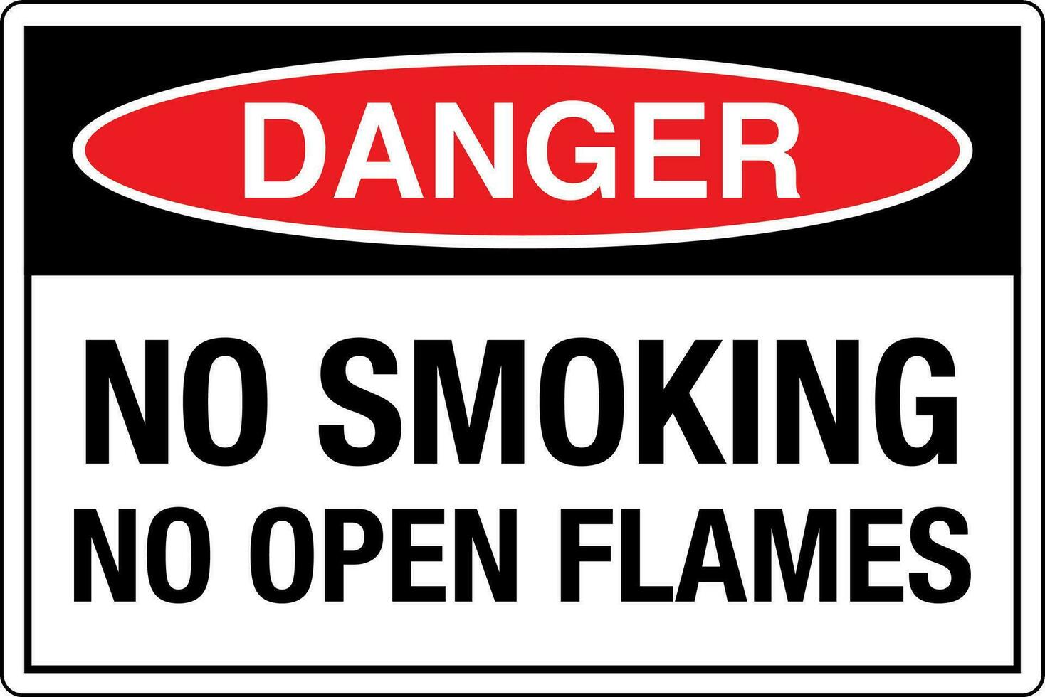 OSHA standards symbols registered workplace safety sign danger caution warning NO SMOKING NO OPEN FLAMES vector