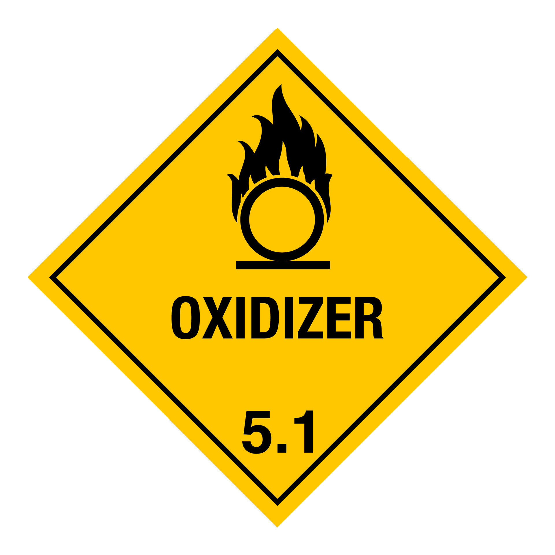 Class 5 Hazardous HAZMAT Material Label IATA Transportation Class 5 Oxidizing Substances
