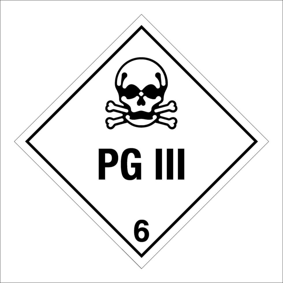 Class 6 Hazardous HAZMAT Material Label IATA Transportation Poison PG III vector