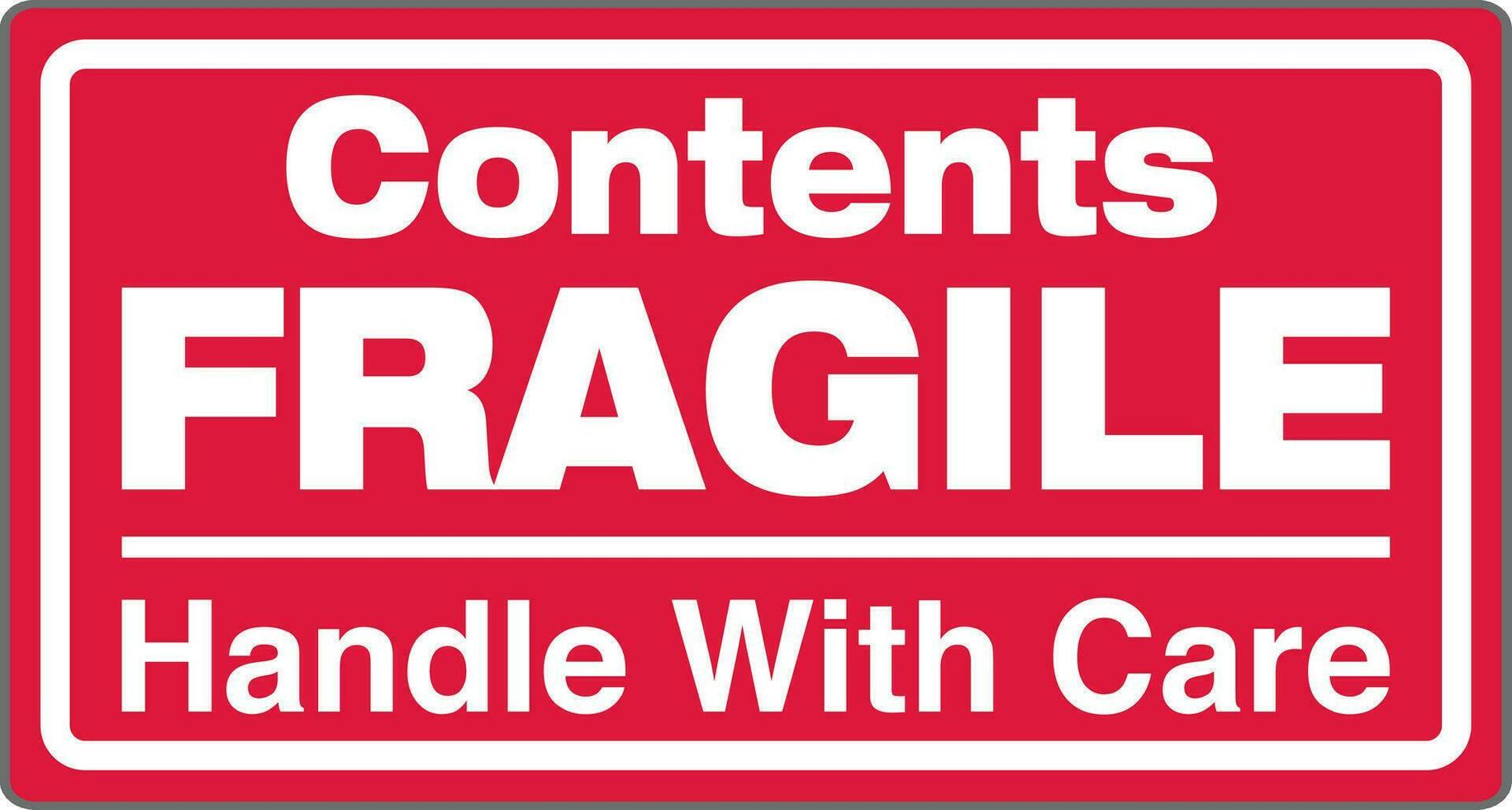 International Shipping Pictorial Labels Red Content Fragile Handle With Care vector