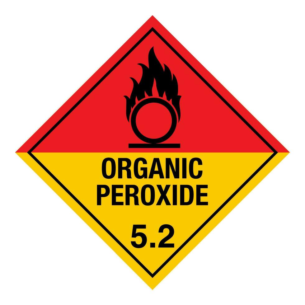 Class 5 Hazardous HAZMAT Material Label IATA Transportation Class 5 Organic Peroxides Division 5.2 vector