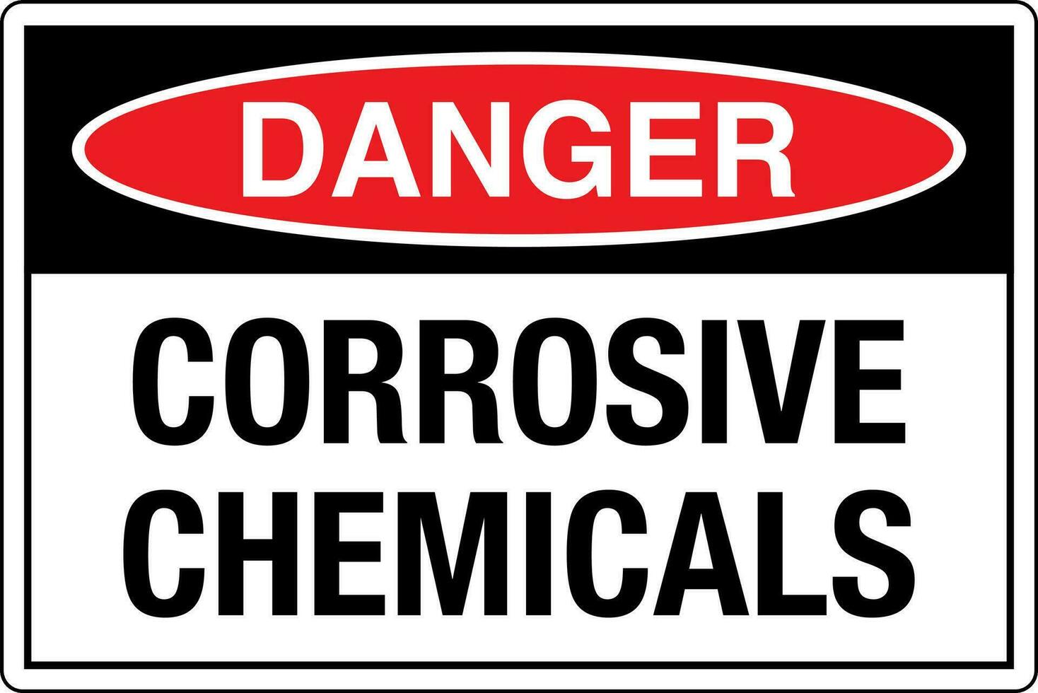 OSHA standards symbols registered workplace safety sign danger caution warning CORROSIVE CHEMICALS vector