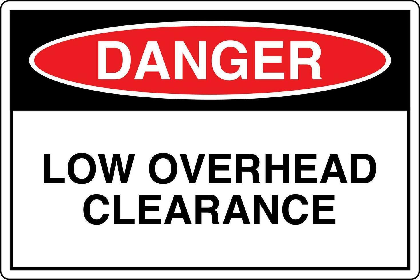 OSHA standards symbols registered workplace safety sign danger caution warning LOW OVERHEAD CLEARANCE vector
