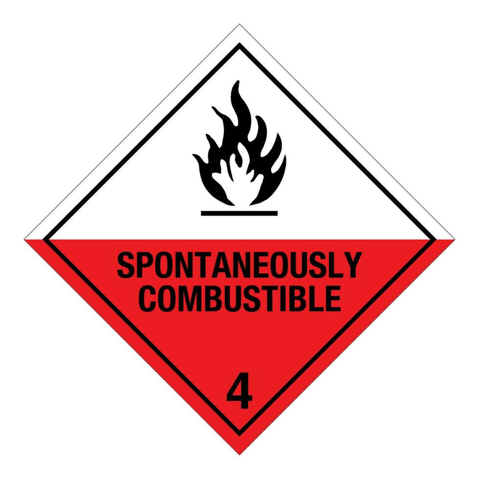 Class 4 Hazardous HAZMAT Material Label IATA Transportation Class 4 Substances Liable to Spontaneous Combustion Division 4.2 vector