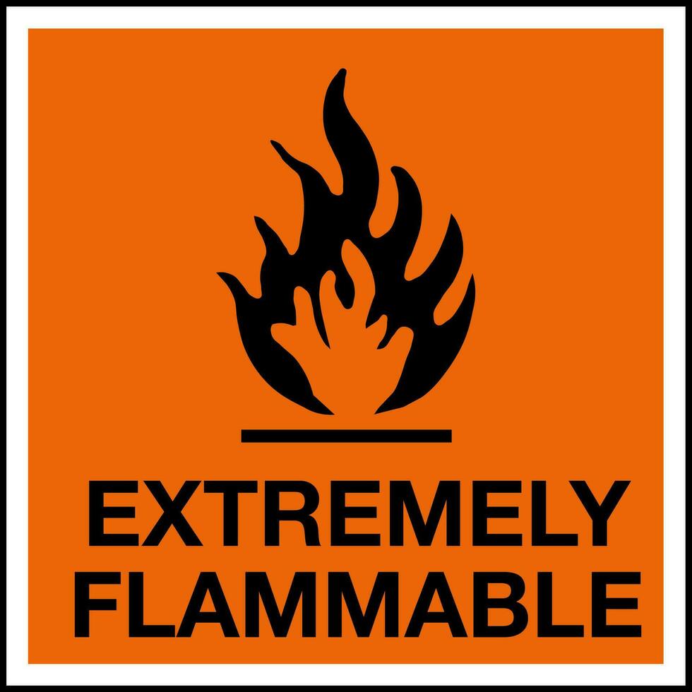 Hazardous Substances Identification Storage Area Marking Label Warning Symbol Extremely Flammable vector