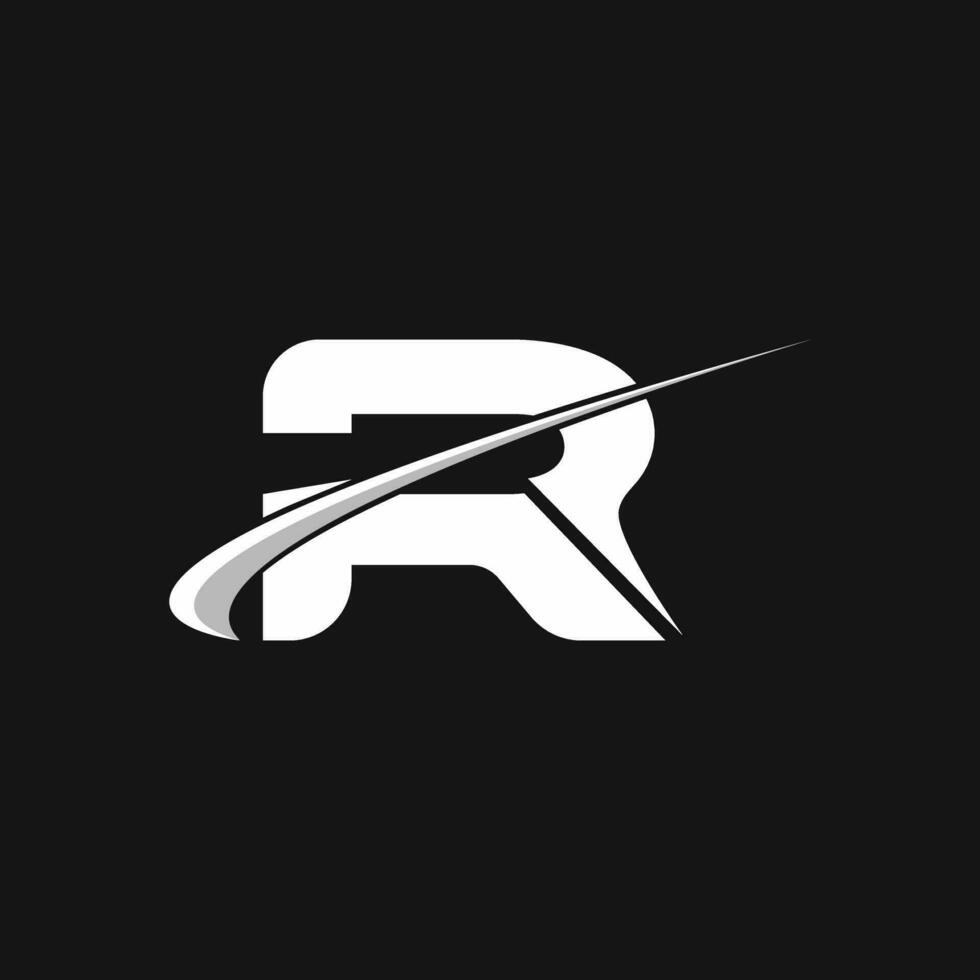 R vector letter logo design with white