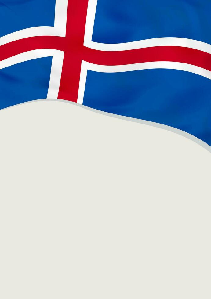 Leaflet design with flag of Iceland. Vector template.