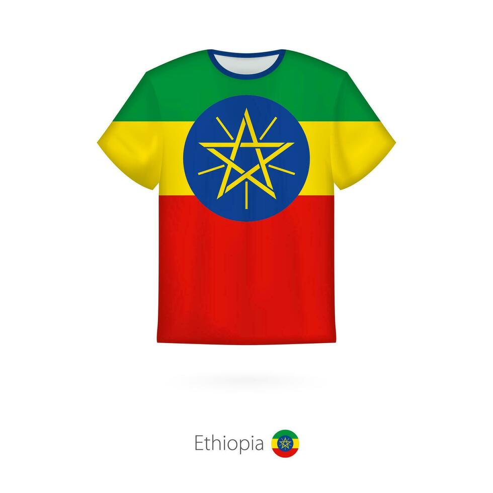 T-shirt design with flag of Ethiopia. vector