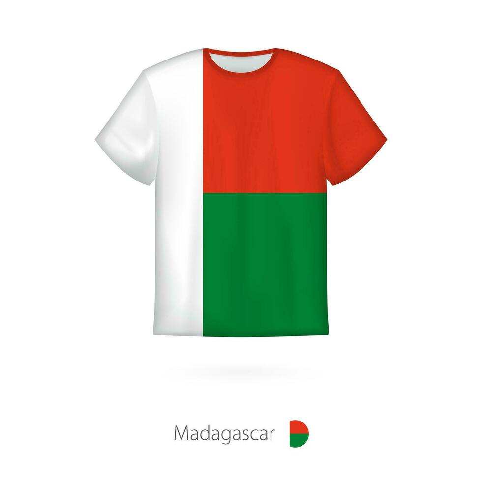 T-shirt design with flag of Madagascar. vector