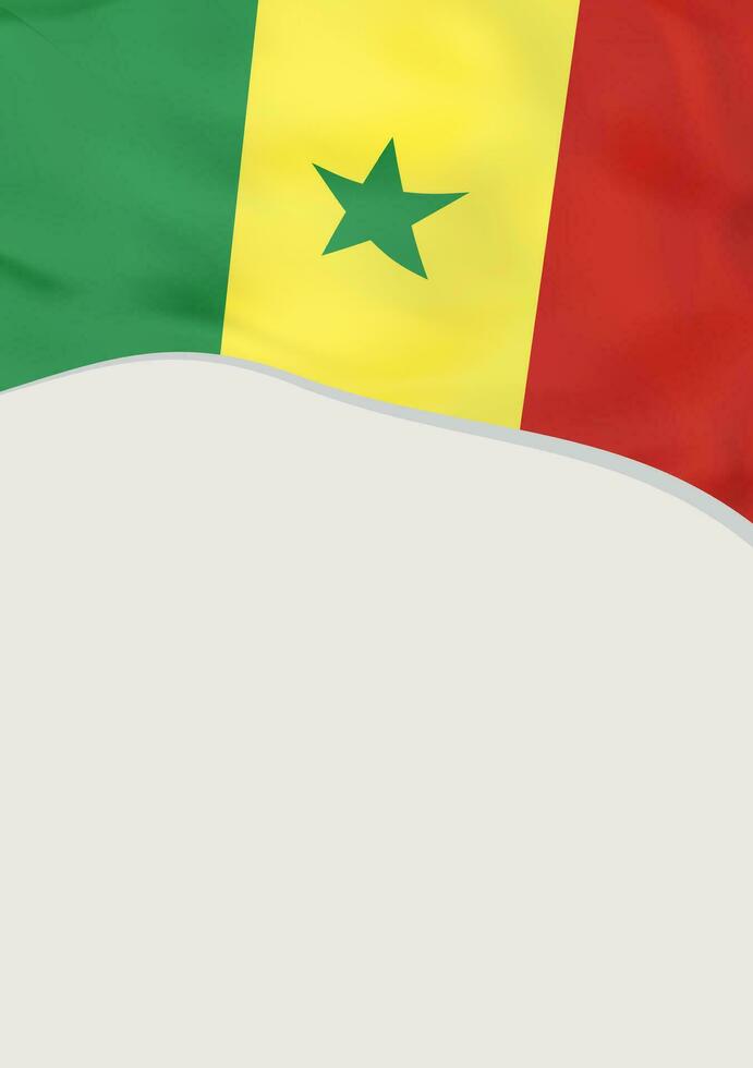 Leaflet design with flag of Senegal. Vector template.