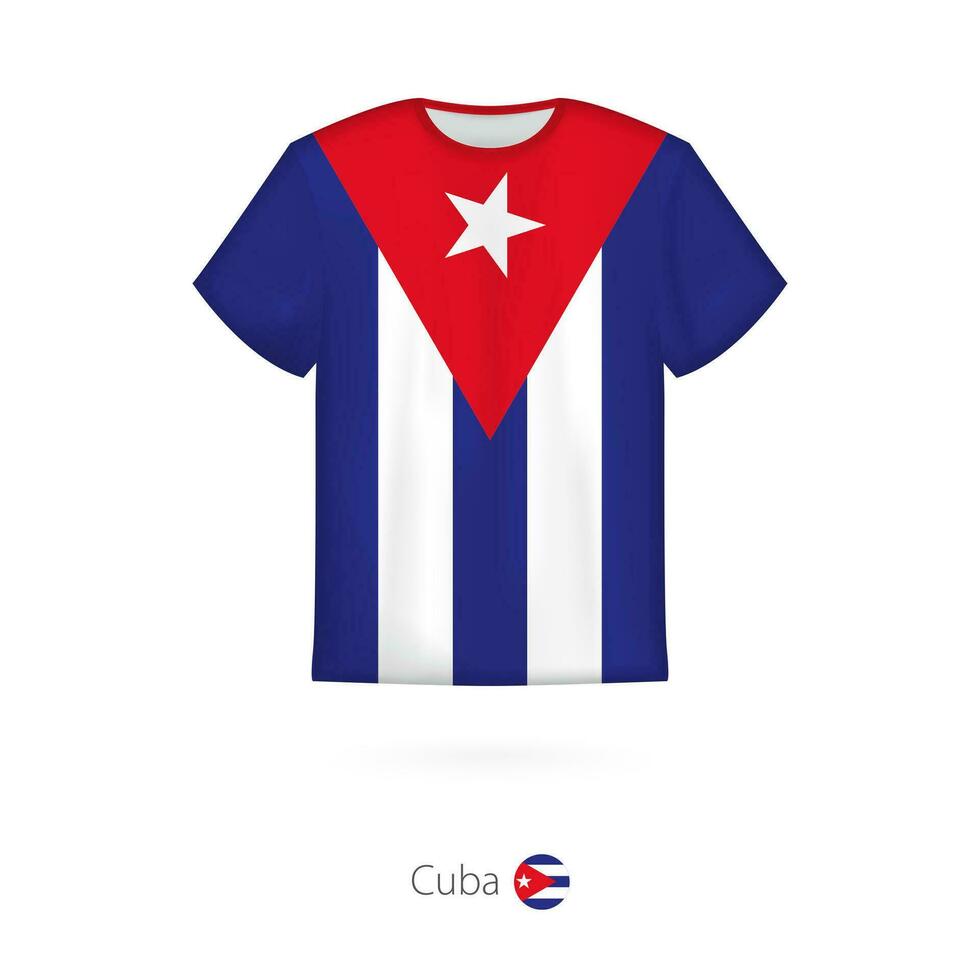 T-shirt design with flag of Cuba. vector