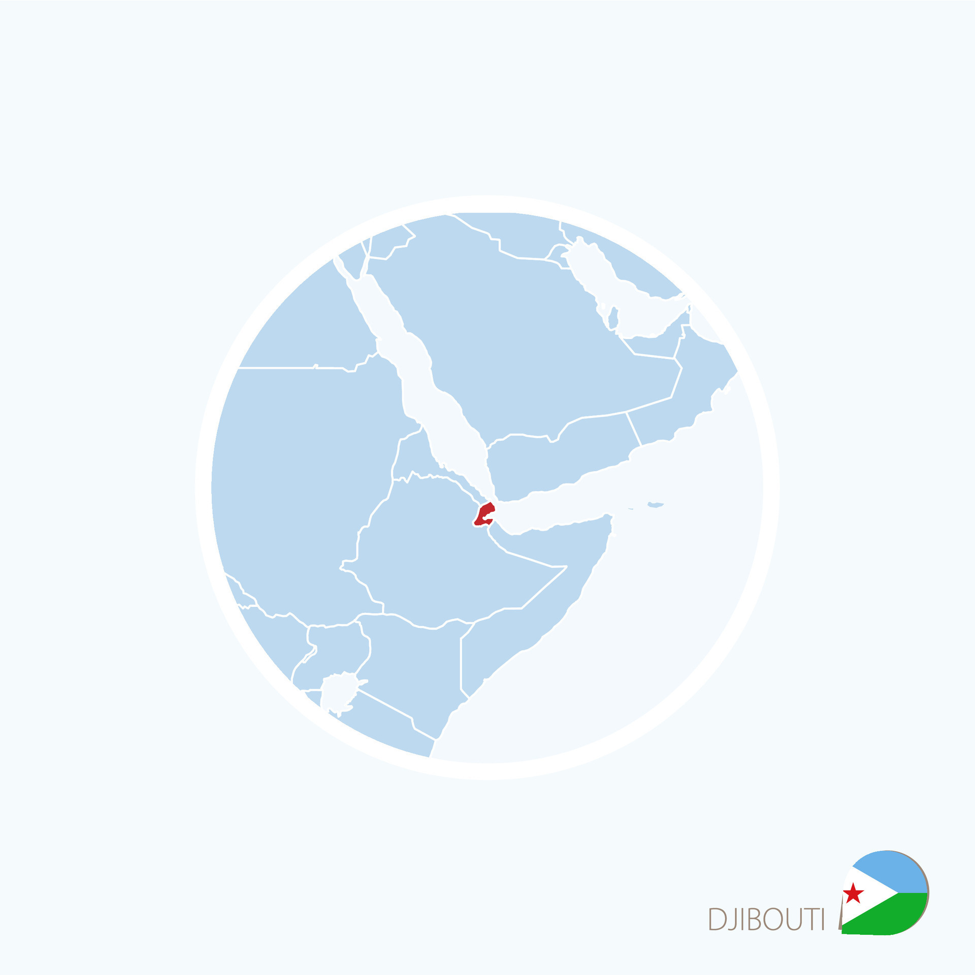 Map Icon Of Djibouti Blue Map Of Africa With Highlighted Djibouti In Map Icon Of Djibouti Blue Map Of Africa With Highlighted Djibouti In Red Color Vector 
