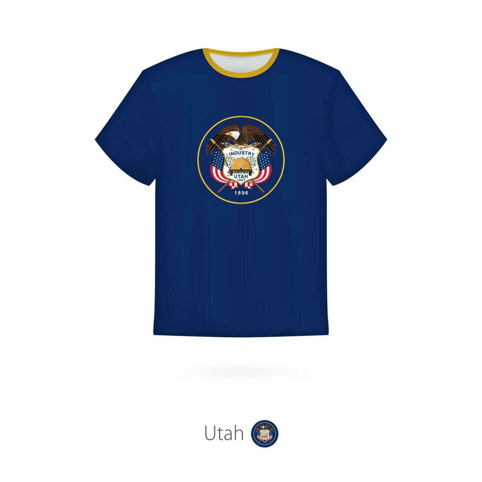 T-shirt design with flag of Utah U.S. state. vector
