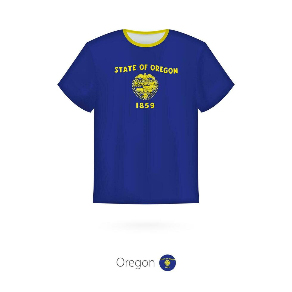 T-shirt design with flag of Oregon U.S. state. vector
