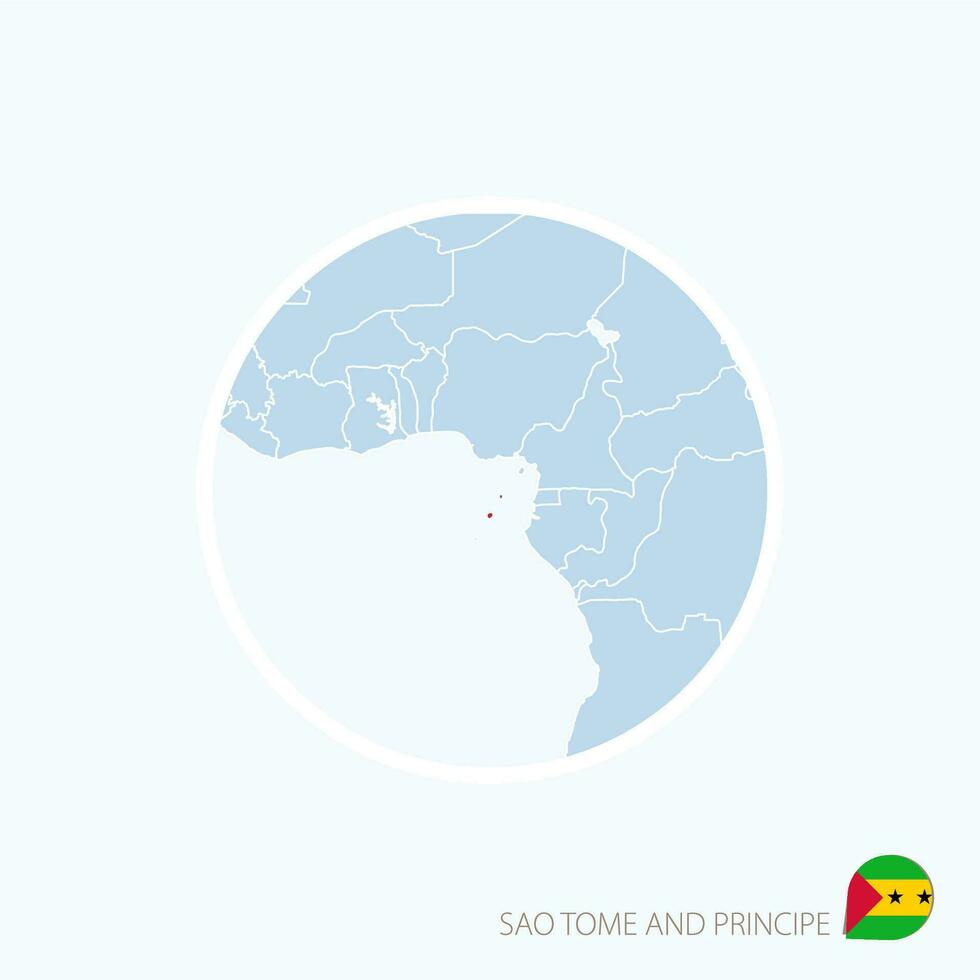 mapa icono de sao a mi y príncipe azul mapa de central África con destacado sao a mi y principe en rojo color. vector