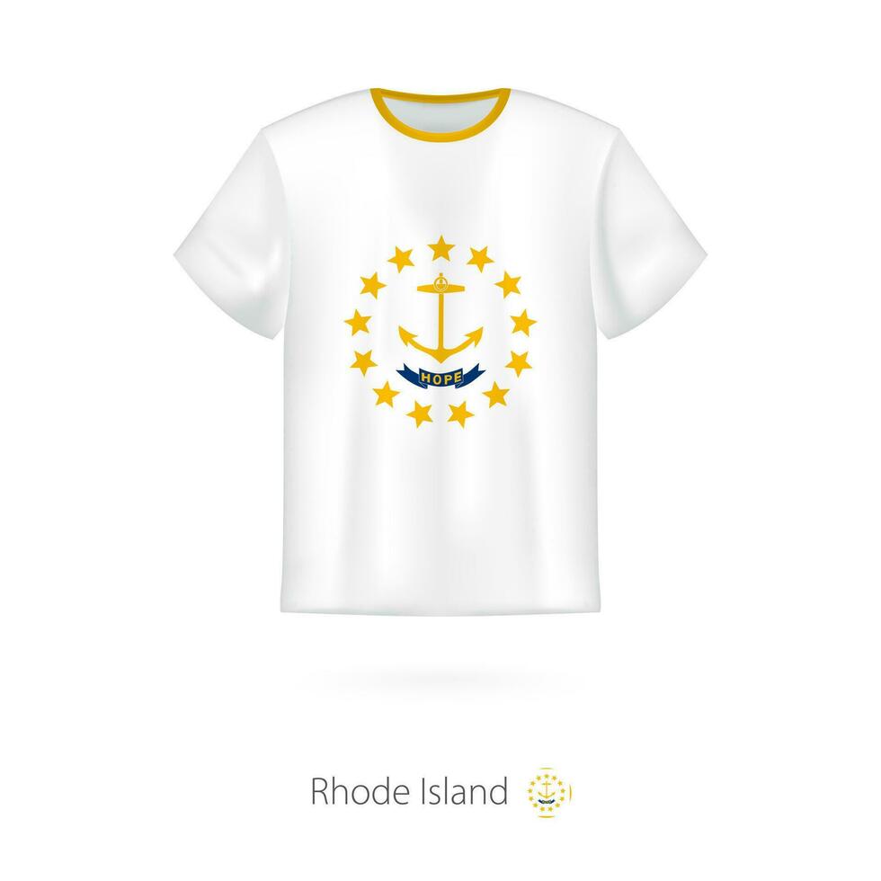 T-shirt design with flag of Rhode Island U.S. state. vector