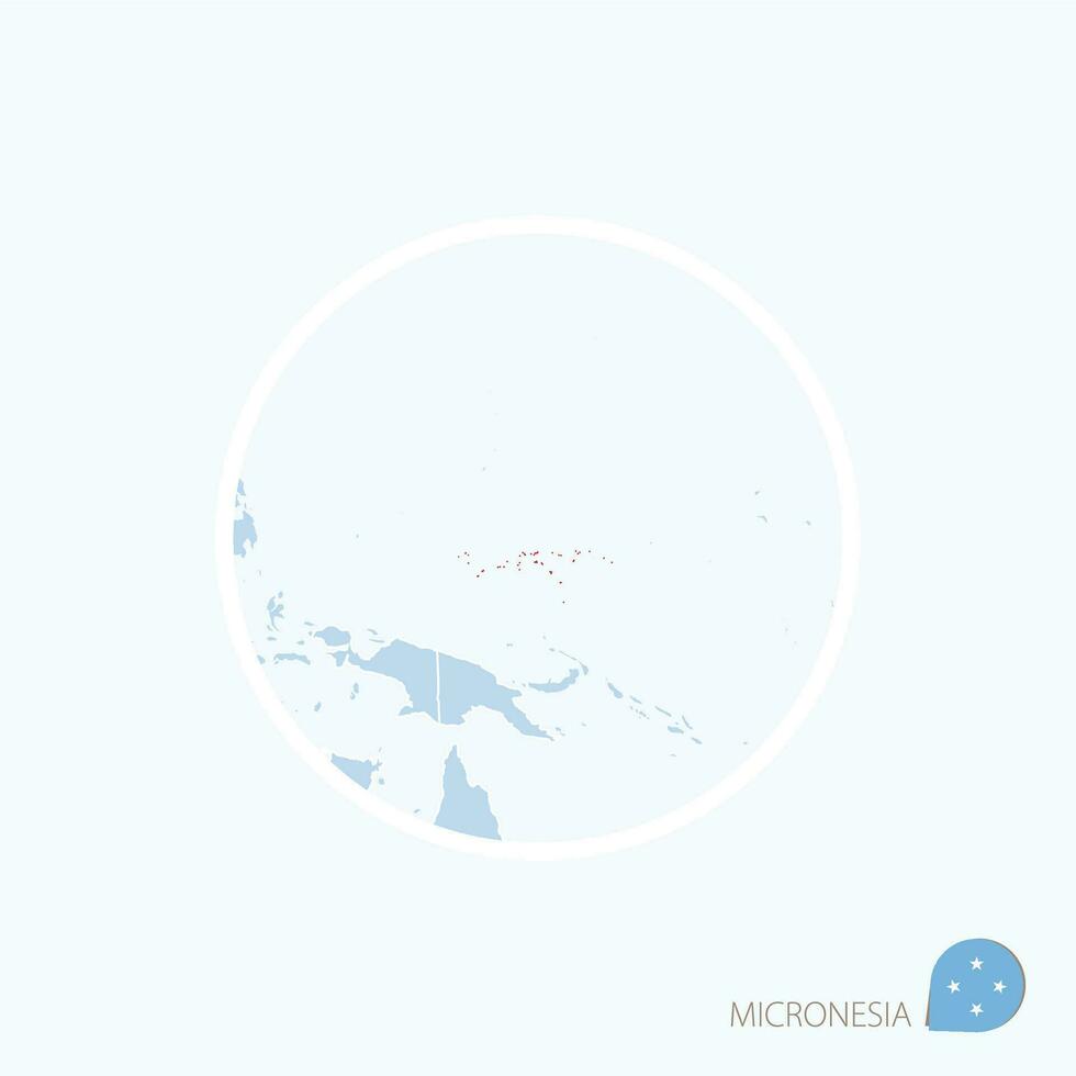 Map icon of Micronesia. Blue map of Oceania with highlighted Micronesia in red color. vector