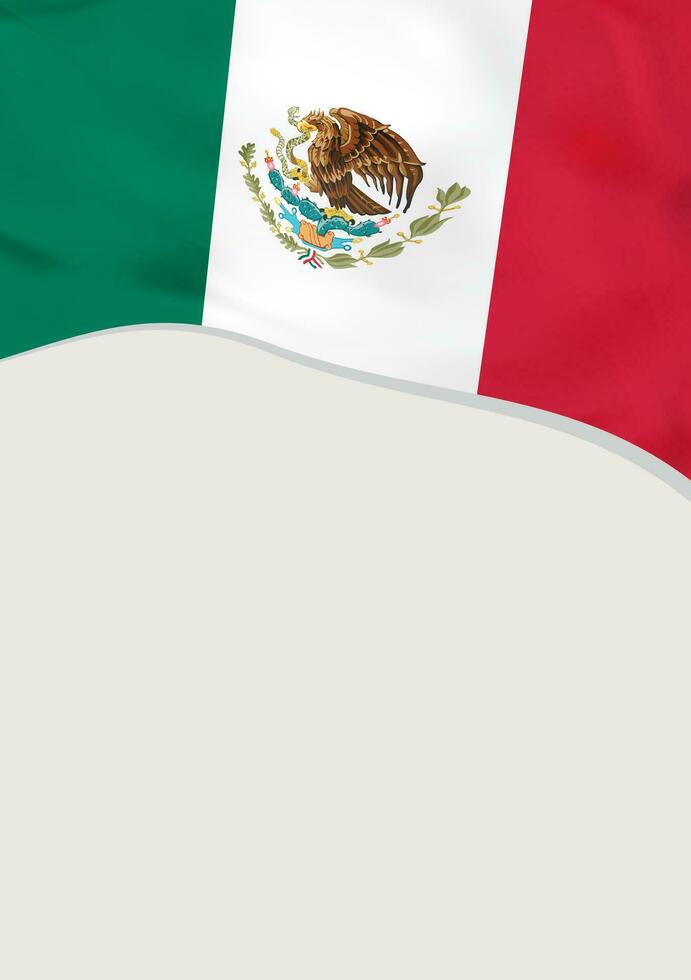 Leaflet design with flag of Mexico. Vector template.
