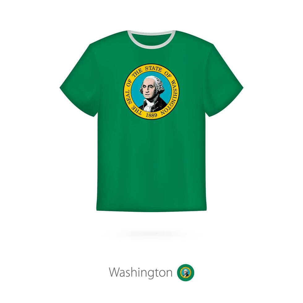 T-shirt design with flag of Washington U.S. state. vector