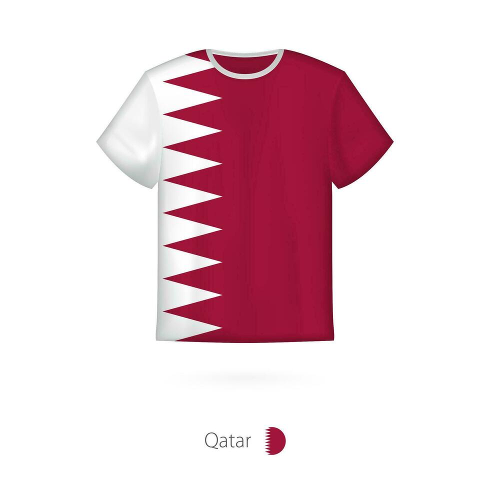 T-shirt design with flag of Qatar. vector