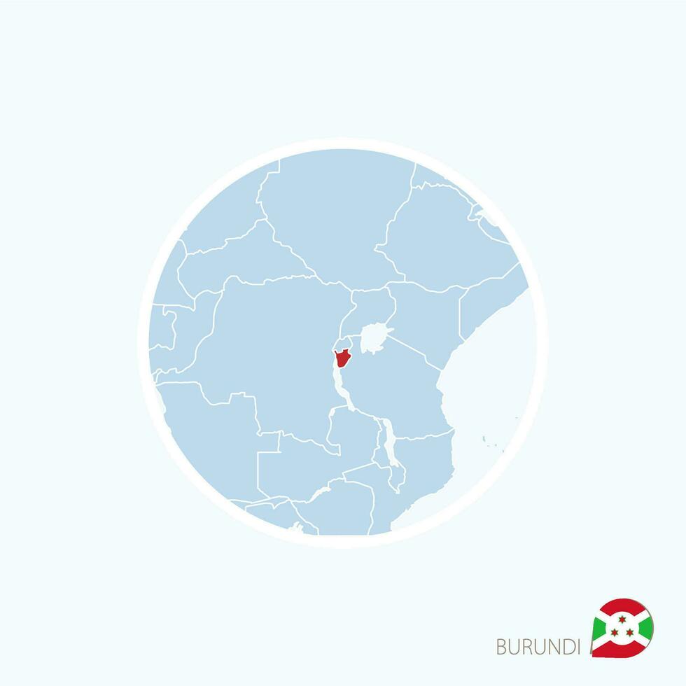 mapa icono de burundi azul mapa de África con destacado Burundi en rojo color. vector
